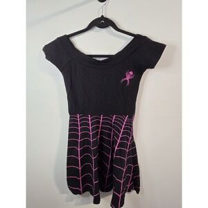 Kreepsville Spiderweb Skater Dress Womens‎ Small Gothic Goth Pink Pinup Emo Punk